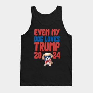 Even My Dog Loves Trump 2024 Funny Dog 4 of July Tank Top